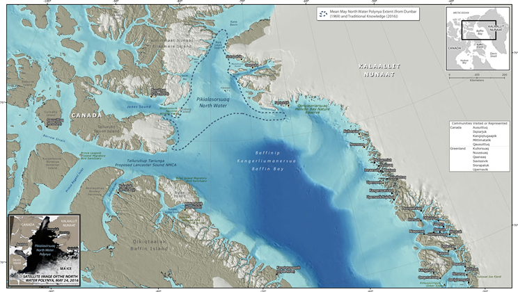 Map of Pikialasorsuaq (The North Water Polynya) including surrounding Inuit communities